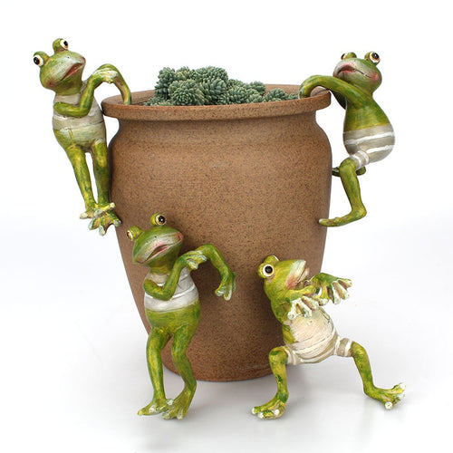 4pcs/Set Creative Climbing Frogs for Pots