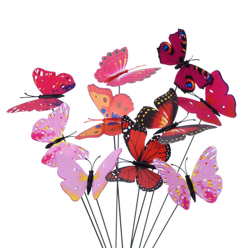 20pcs Garden Butterflies Stakes And 4 Pieces Dragonflies Stakes