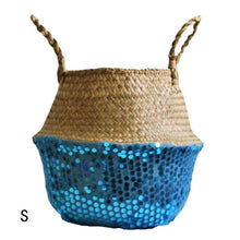 Load image into Gallery viewer, Natural Seaweed Woven Storage Basket Nordic Plant Flower